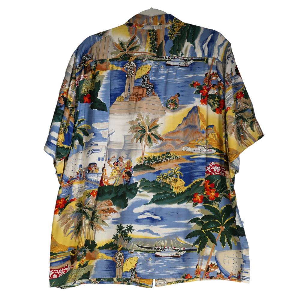 Vintage Reyn Spooner Trans Pacific Airlines Shirt Mens XL Blue Aloha Tropical - Picture 12 of 14
